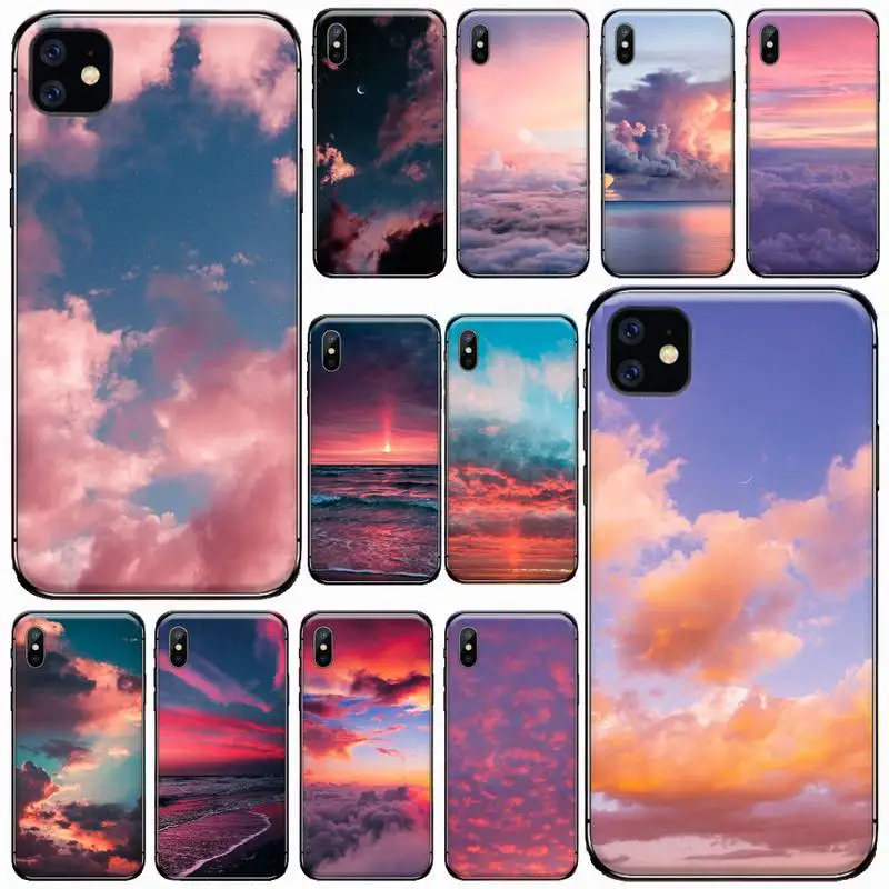 

sky space Sunset Cloud Art Phone Case for iPhone 11 12 pro XS MAX 8 7 6 6S Plus X 5S SE 2020 XR Soft silicone shell funda cover