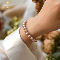 ashiqi 7 8mm natural freshwater pearl womens bracelet 925 sterling silver wedding jewelry gift