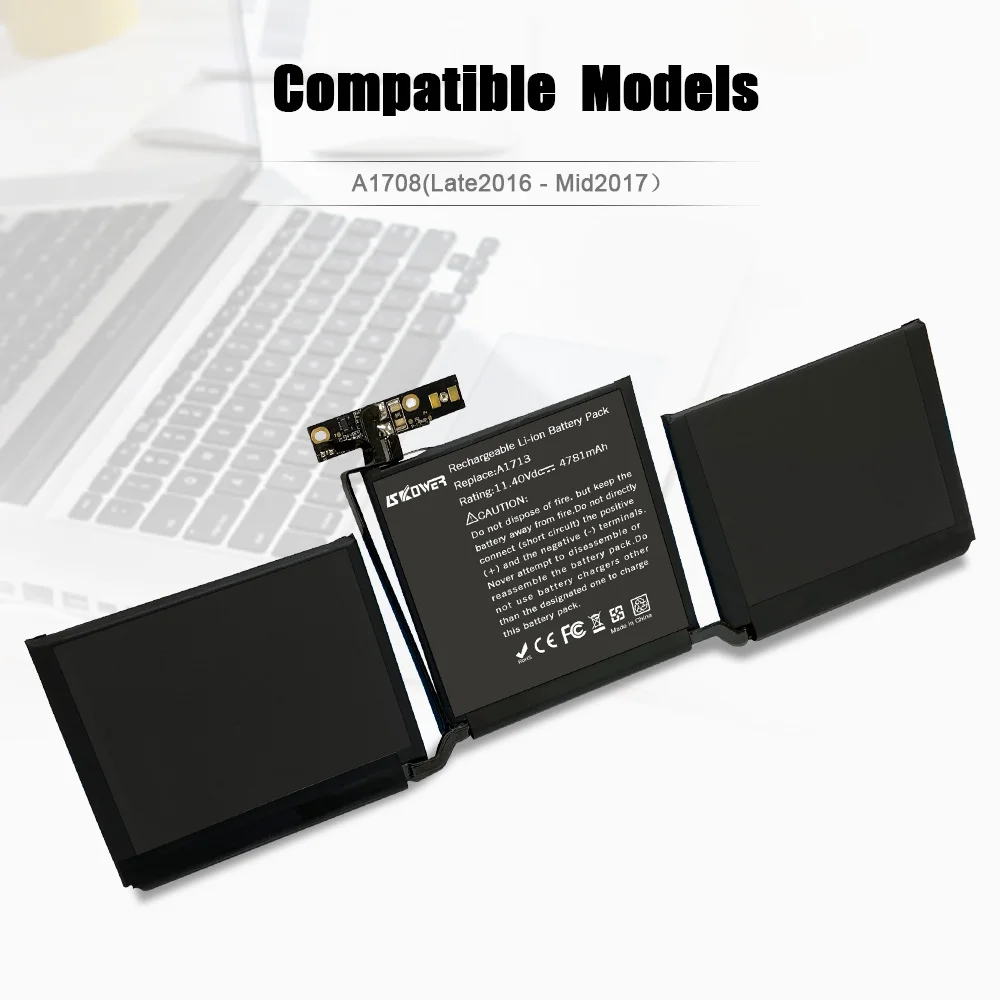 Аккумулятор для ноутбука SKOWER 11 4 V A1713 Apple MacBook 13 &quotA1708 (позже 2016-Mid 2017) EMC 2978 3164 020-00946