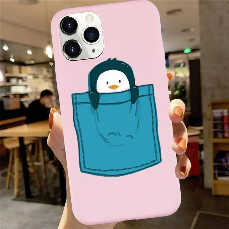 

Penguin Polar Bear cute animal luxury mobile Phone Case coque Candy Color for iPhone 6 7 8 11 12 s mini pro X XS XR MAX Plus