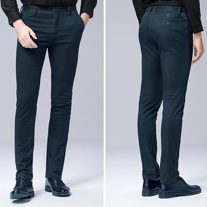 Мужские теплые брюки повседневные облегающие Чино высокого качества для
