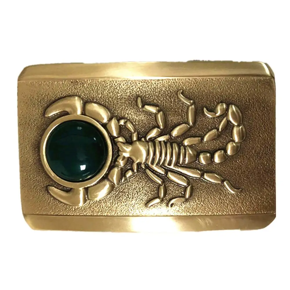 Винтажный антикварный ремень из чистой меди с пряжкой со скорпионом и нефритом