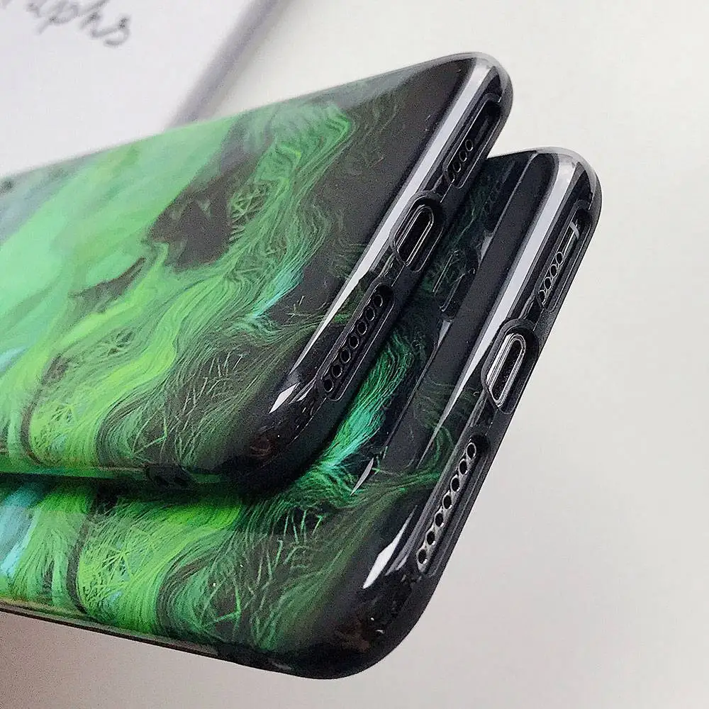 Роскошный Зеленый Мраморный чехол для телефона iPhone XR XS X 7 8 MAX 6 6S Plus Мягкий IMD