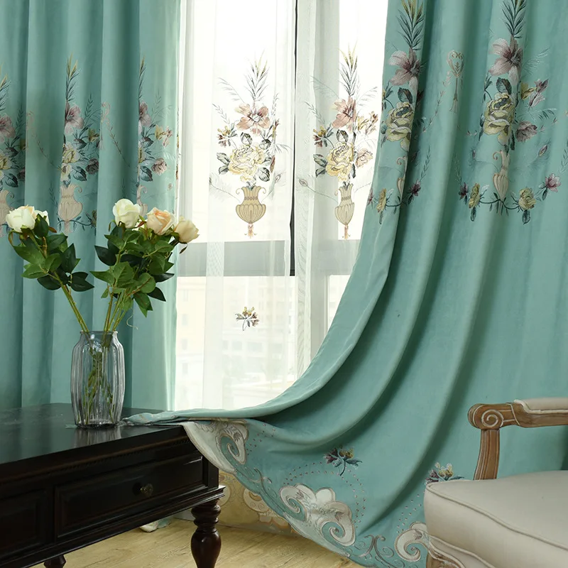 Роскошная Европейская занавеска с цветочным узором в виде вазы Затемняющая для