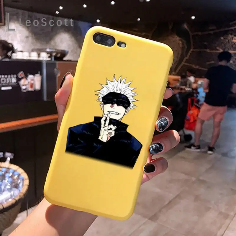 

Jujutsu Kaisen Satoru Gojo anime Phone Case Yellow Candy Color for iPhone 6 7 8 11 12 s mini pro X XS XR MAX Plus