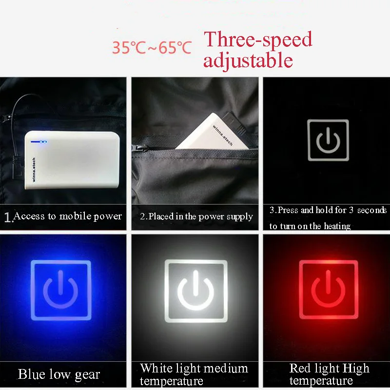 Men's Winter Outdoor Intelligent USB Work Hooded Heating Jacket Coats Adjustable Temperature Control Safety Clothing DYR002