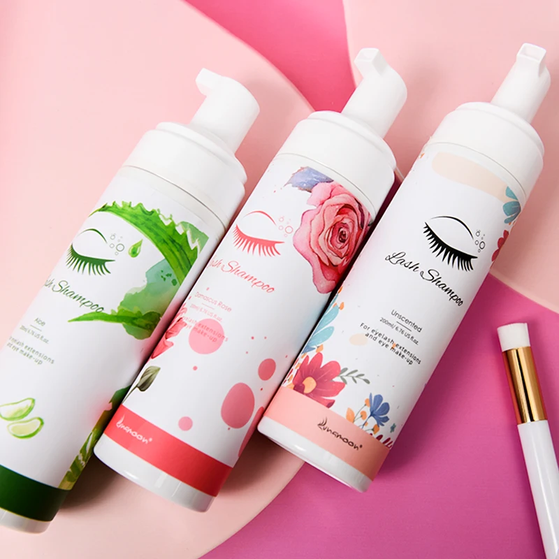 

High Quality 200ml Gentle Cleansing Eyelash Shampoo Eyelashes Grafting Eyelashes Mousse with Brush Eye Lash Lift Foam Lash Glue