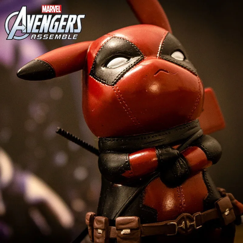 

Pokmon Anime Action Figures Pikachu COS Marvel Legends Deadpool Children Toys Avengers Table decoration