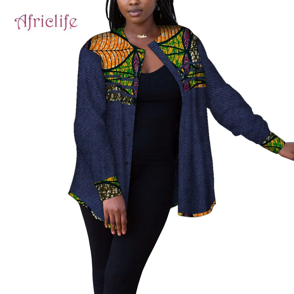 

African Clothes For Women Print Peplum Top Lady Shirt Ankara Jacket Simple Coat Fashion Patchwork Clothing Custom Size WY9389