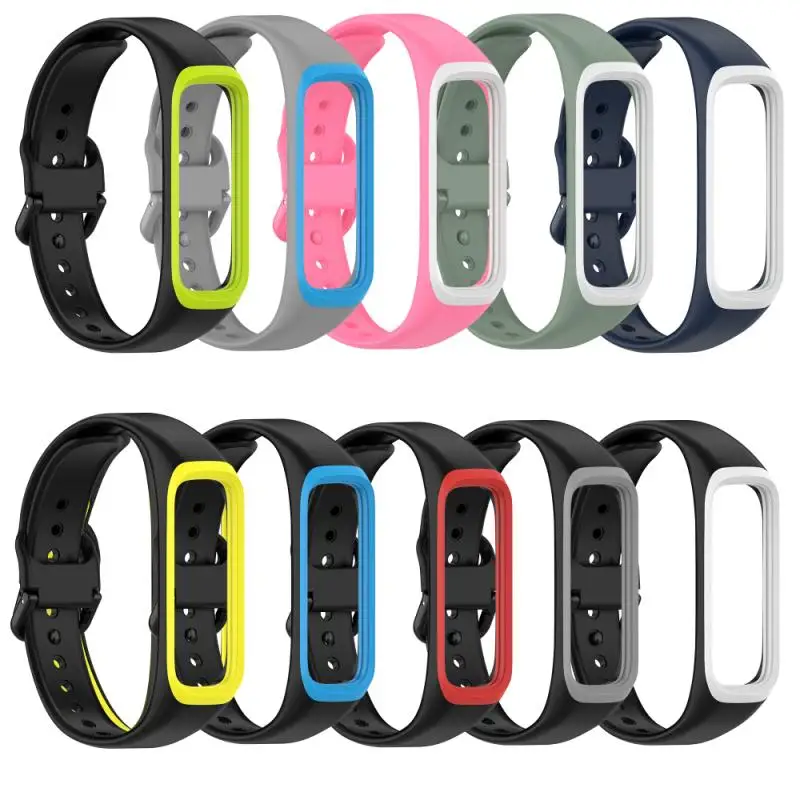 

2021 Universal Two-color Frame Rubber Strap Suitable For Samsung Galaxy Fit2 SM-R220 Porous And Adjustable Silicone Wrist Strap
