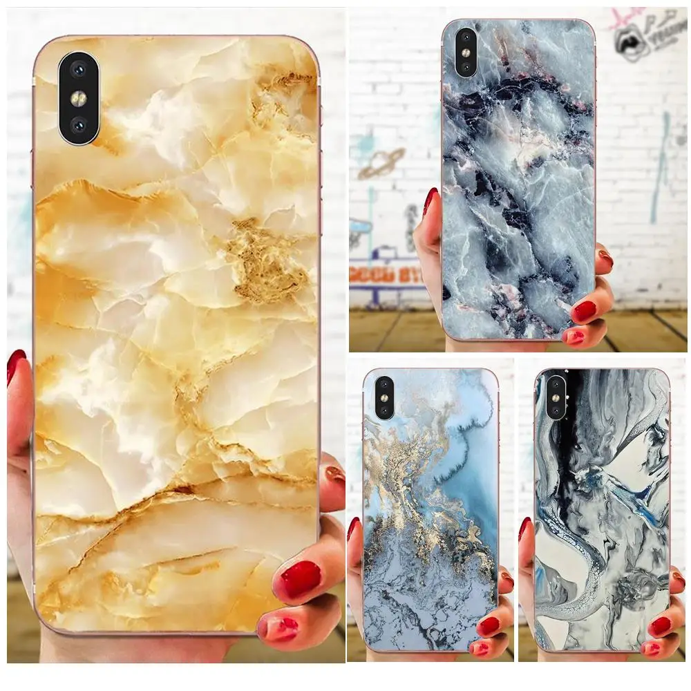 Мраморная мозаика из ТПУ на заказ с синим для huawei Honor mate 7 7A 8 9 10 20 V8 V9 V10 G Lite Play Mini Pro P