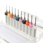 10 шт. 3,175 мм твердосплавные сверла для микро гравировки с ЧПУ PCB Концевая фреза для изготовления отверстий из алюминия, дерева, акрила, пластика 0,6 мм до 1,5 мм