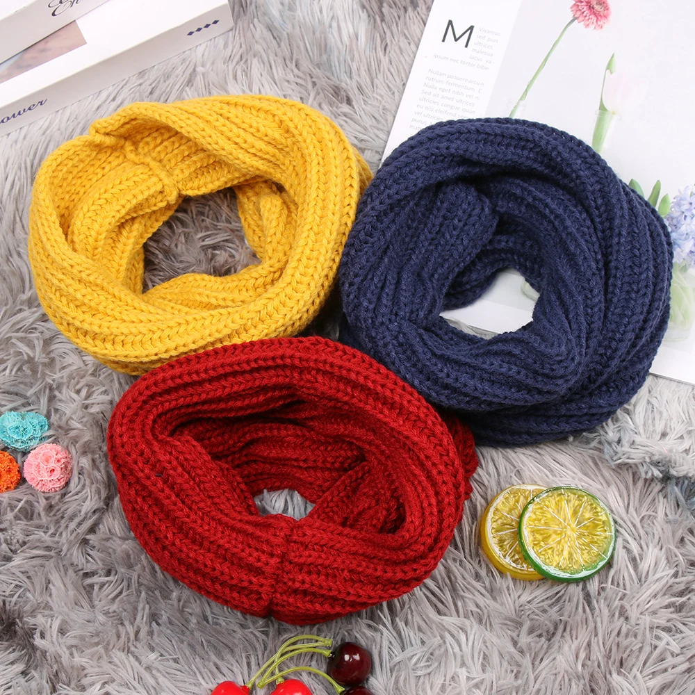 

New Children Solid Color Scarf Neck Bib Boys Girls Knitted Warm Collar Winter Fashion Hot Sale Warm Neckerchief