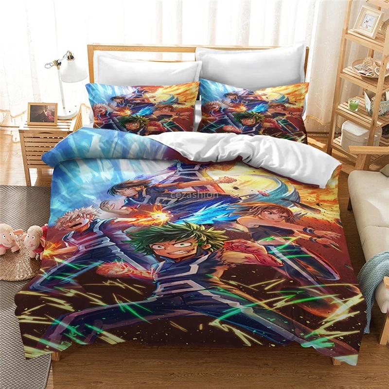 

Luxury 3D Bedding Set Anime My Hero Academia Printed Duvet Cover Pillowcases Bedclothes Home Textile Twin Full Queen King Size