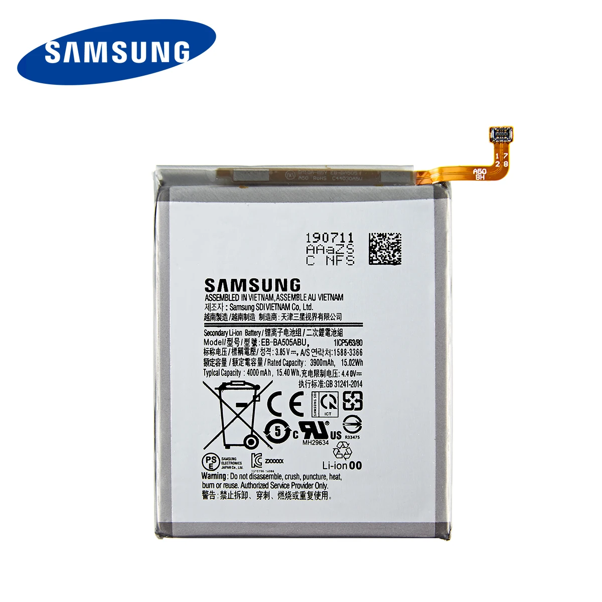 Оригинальная планшетория SAMSUNG аккумулятор 4000 мАч для Galaxy A50 A505F EB-BA505ABN A505FN/DS A505GN/DS