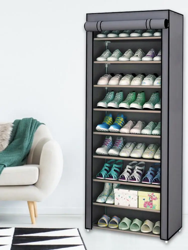 

10-tier Shoe Rack Organizer Sturdy Non-woven Fabric Shoe Cabinet Stand Shelf Home Space-saving Holder Shoes Storage Organizer