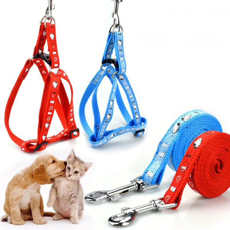 

120cm Width 1.5cm Small Medium Dog Harness and Leash Set Cartoon Nylon Pet Walking Leash for Dog Cat Doggy High Quality