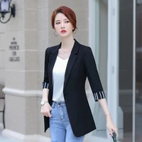autumn professional notched black and white blazer women blazers and jackets office lady business 5xl one button