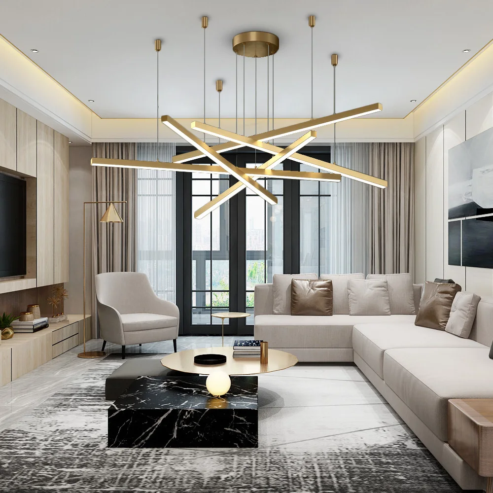 New Modern LED Chandelier Lighting Brief Gold Home Decoration Hanglamp Living Dining Room Light Fixtures Kitchen Island Lamp