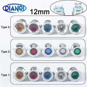 1 шт. светодиодный металлический индикатор светильник 12 мм водонепроницаемый сигнальный светильник 3 в 6 в 12 В 24 В 220 В контактныйвинтовой клемма подключения красный желтый синий