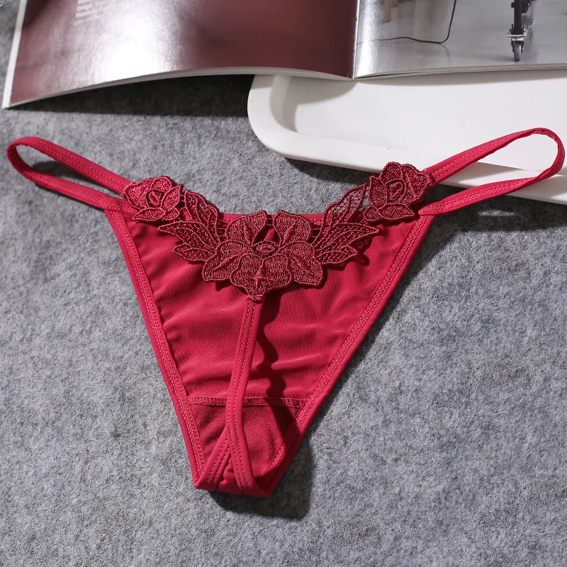 

Ladies Panties Sexy Lace Thongs Solid Color Low Waist Charm Seamless Thongs Ladies Cotton Crotch Sexy Panties
