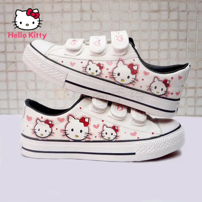

TAKARA TOMY Hello Kitty2021 New Breathable All-match Korean Version of Velcro Canvas Shoes Girls Flat Shoes