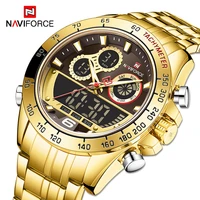 naviforce watches for men luxury gold digital sport quartz clock male military chronograph stainless steel waterproof wristwatch