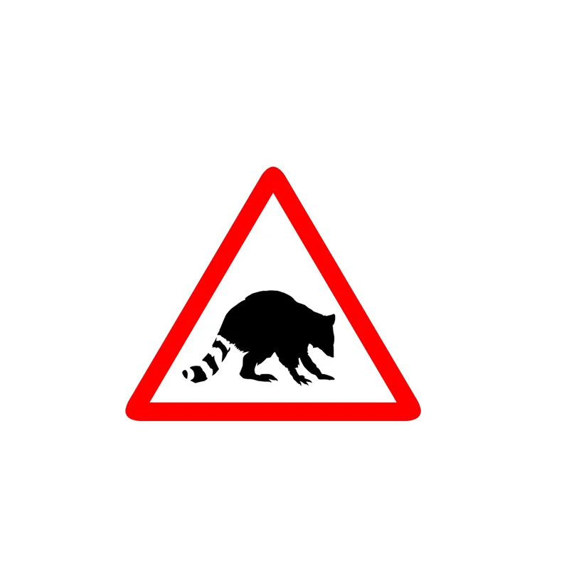 

Car-Sticker Automobiles Motorcycles Window Bumper Laptop Vinyl Decal PVC Decorative Goods Raccoon warning sign 15x13cm