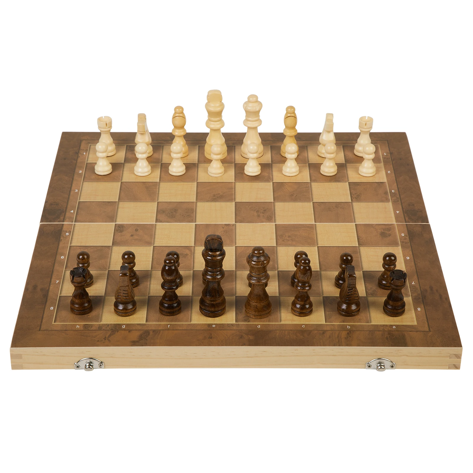 

15 Inches Magnetic Wooden Chess Set - 2 Extra Queens - Folding Handmade Portable Board with Game Pieces Storage Slots