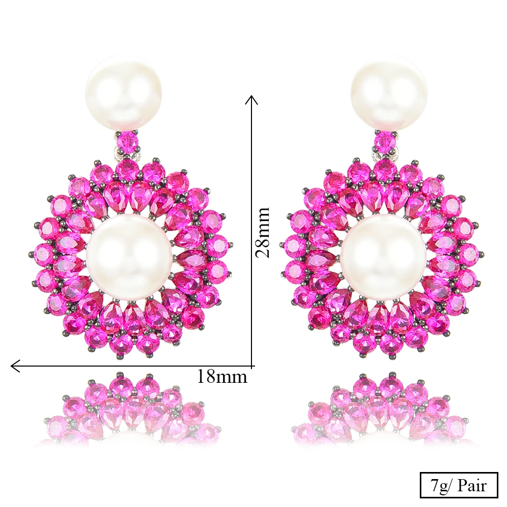 

High Quality 6 Bohemia Fine Sweet Romantic Pearls Earrings Luxury Bridal Wedding Earring Jewelry Full Mirco Paved Cubic Zirconia