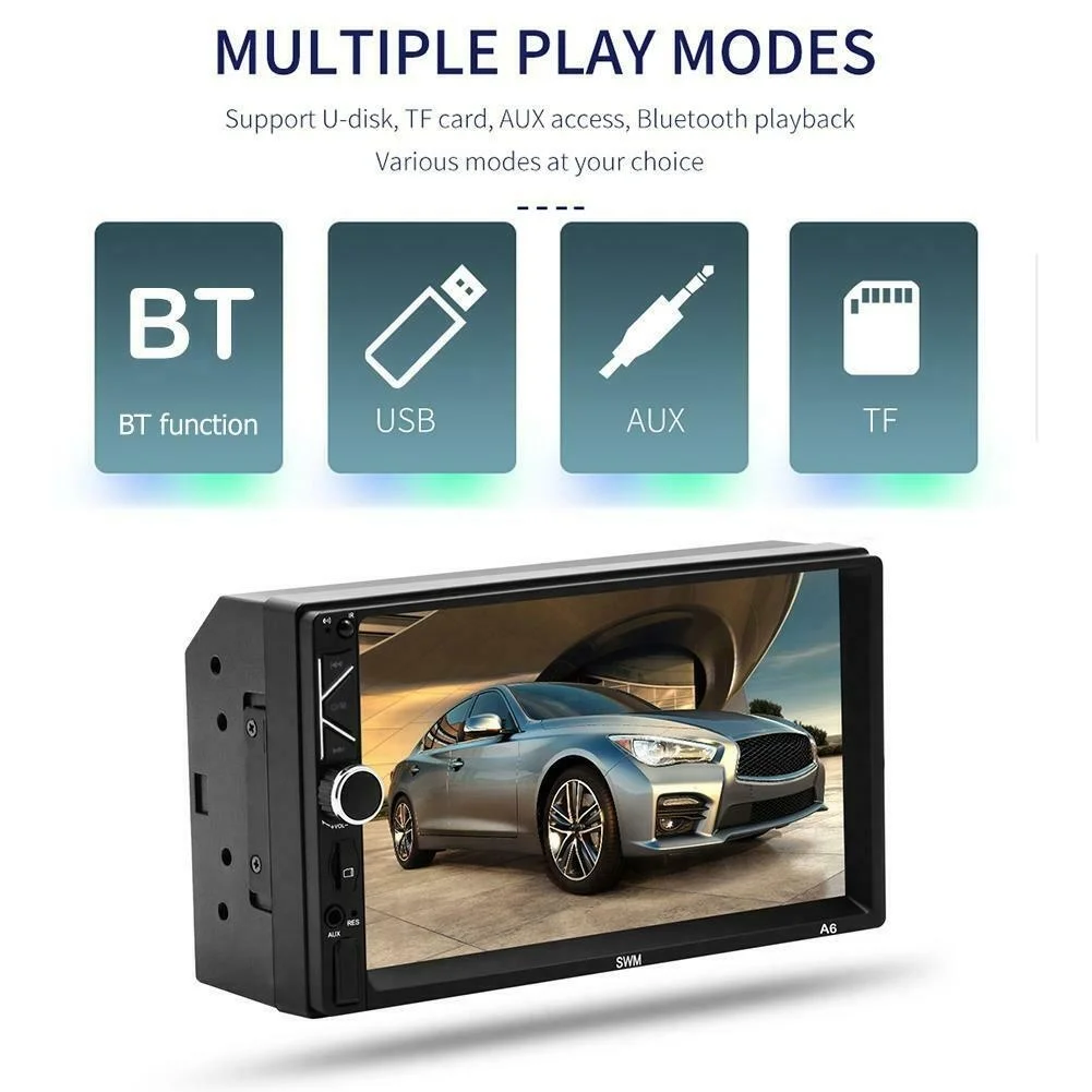 7 дюймов 2 Din автомобиль в тире стерео аудио FM радио Bluetooth зеркальная поверхность