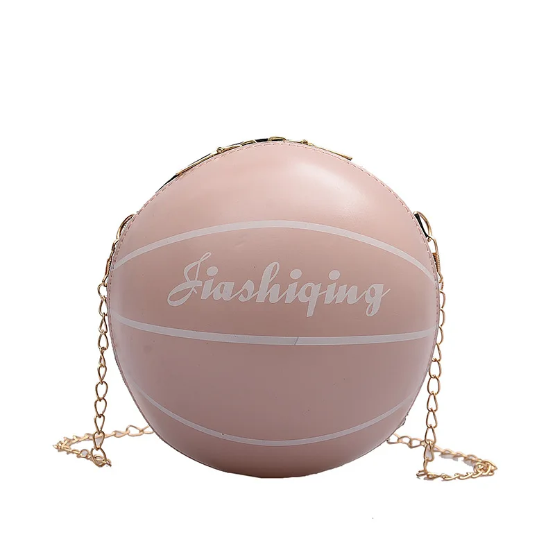 

Fashion Female Leather Pink Basketball Bag 2021 New Ball Purses For Teenagers Women Shoulder Bags Crossbody Chain Hand Bags