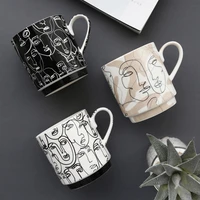 3pcs set nordic abstract porcelain coffee cup tea milk folding table creative ceramic cup kitchen home office decoration