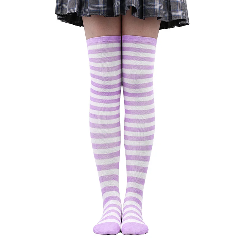 Женские разноцветные чулки в винтажном стиле до бедра модные теплые эластичные