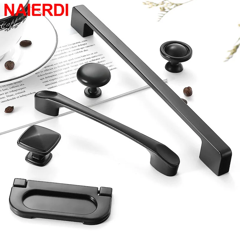 Черные ручки шкафа NAIERDI длинная ручка для мебели кухонный шкаф в американском