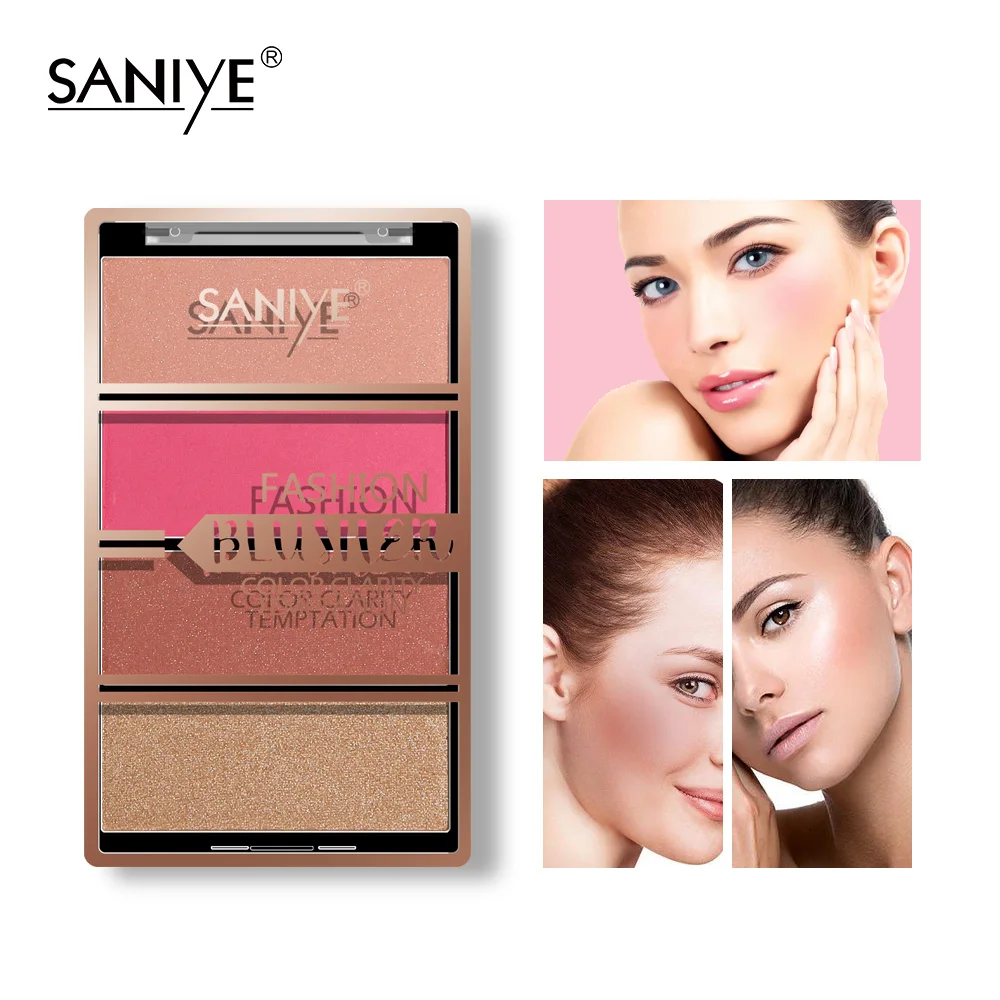 SANIYE Водонепроницаемая 4 вида цветов стереоскопическая розовая пудра румяна для