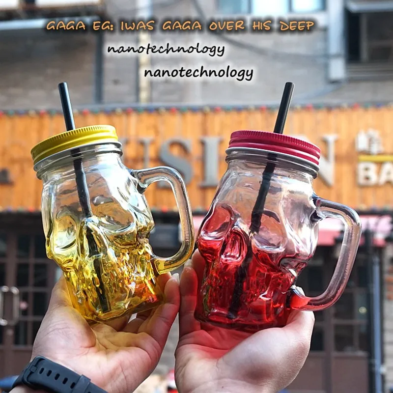 500 мл стеклянный бокал в виде черепа для вина пива напитков коктейлей с крышкой и