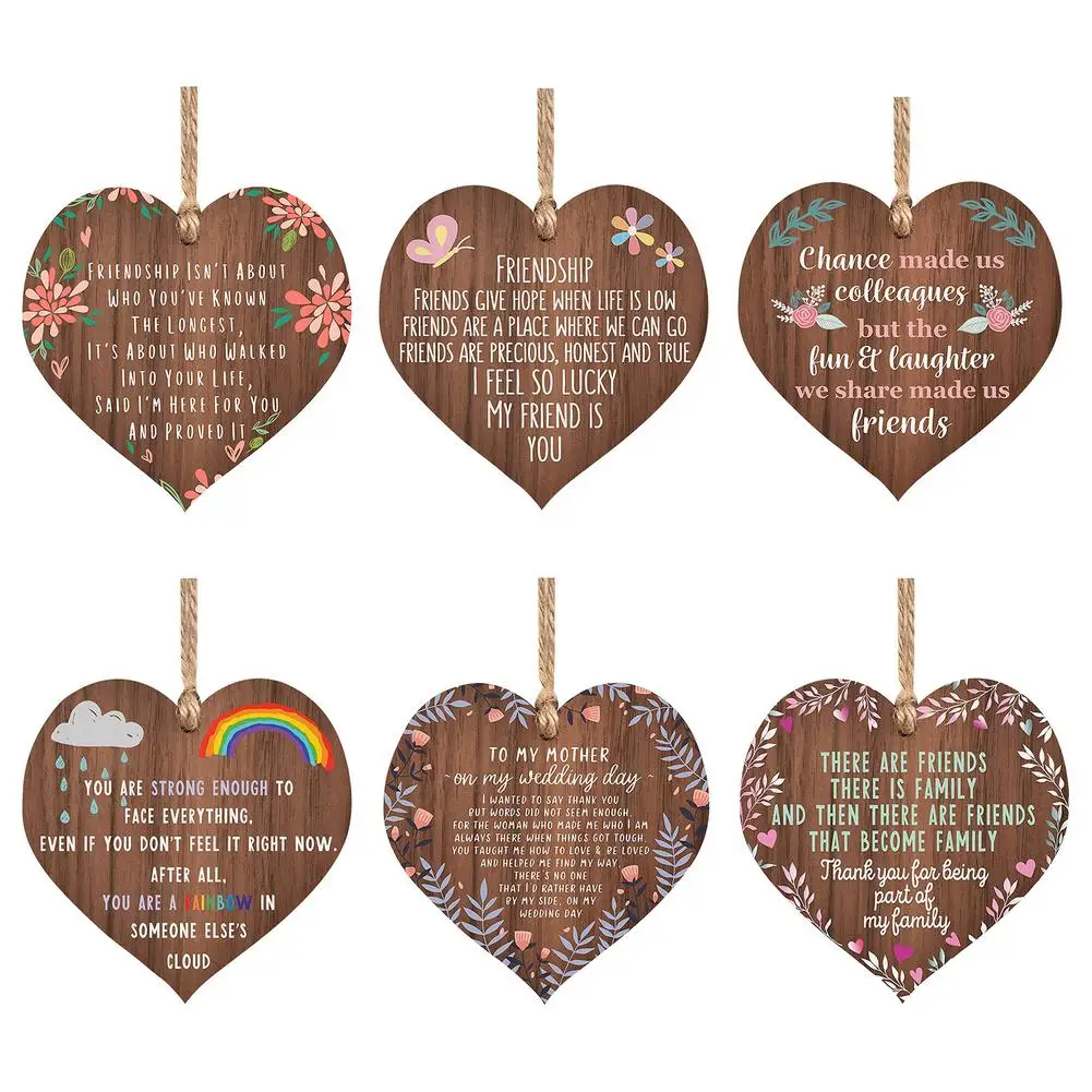 

6 шт., деревянные подвески в виде сердца для ёлки