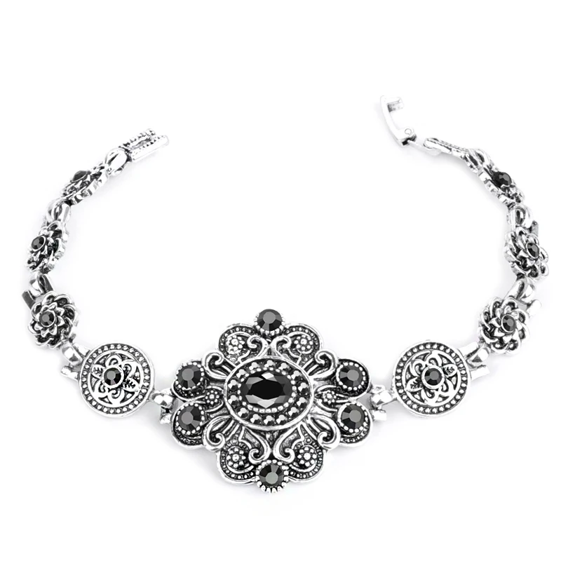 Wbmqda роскошный модный старинное серебро Кристалл часы браслеты для женщин Шарм