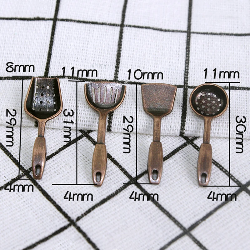 

5PC Dollhouse Miniature Mini Shovel Soup Spoon Storage Holder Kitchen Cooking Tool Utensils for Decoration Toy Accessories