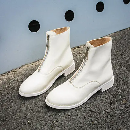 Martin boots female British wind 2019 autumn new booties front zipper flat bottom wild | Обувь