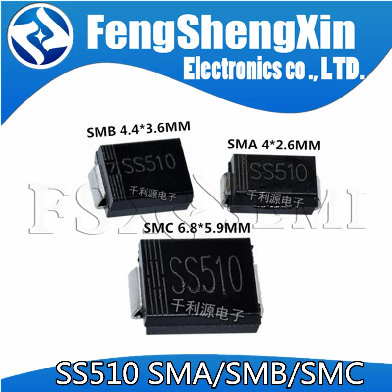 100 шт./лот SS510 SMA умолчаниюsmc SR5100 5A 100V DO 214AA 214AC 214AB с барьером Шоттки