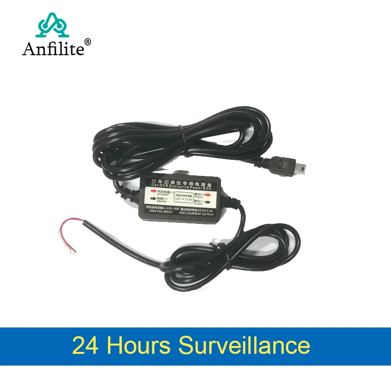 

Anfilite 5V 2.5A USB 2.0 OBD Buck Line for 24 Hours Parking Monitoring Car Camera DVR Camera Cable Length 3m accessories