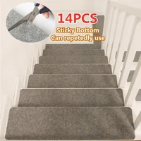 14pcsset stair treads rectangle non slip rugs floor mat self adhesive cover step staircase repeatedly use safety pads mat