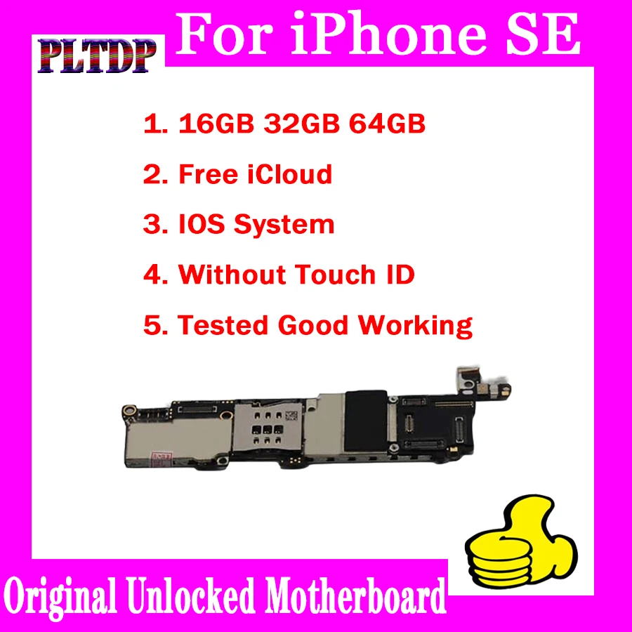 Оригинальная разблокированная материнская плата для iphone SE 6 Plus 6S бесплатный icloud P