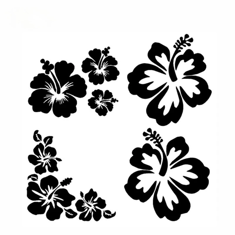 

Fashion Car Stickers Hawaiian Hibiscus Flower Modeling Decal PVC Cars Motorcycle Sunscreen Waterproof Creativity Decals Decor
