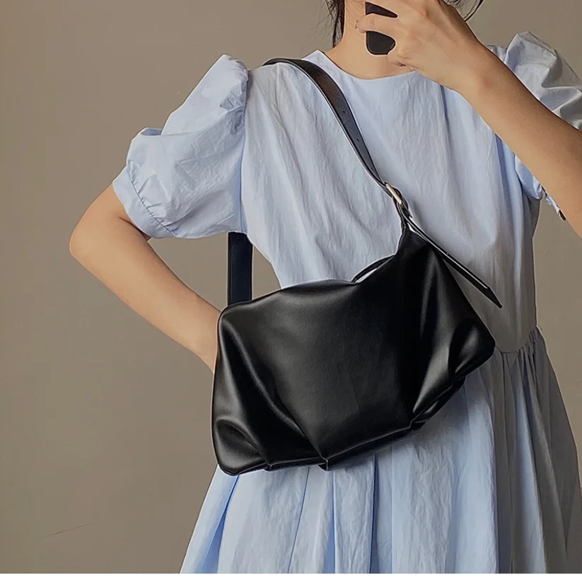 

Female small bag simple style PU leather fashion bag baguette simple vintage messenger shoulder women's handbag cute dkiuu9