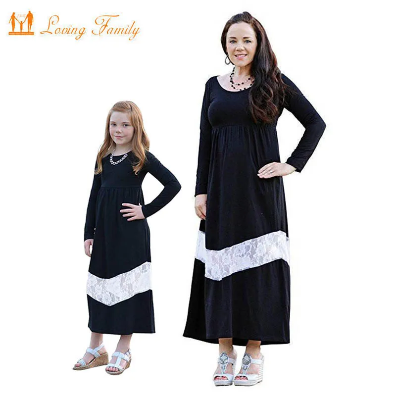 

Новинка; Платья для мамы и дочки; Кружевное длинное платье с длинными рукавами; Одежда для мамы и дочки; Платье для мамы и дочки; Семейные ком...