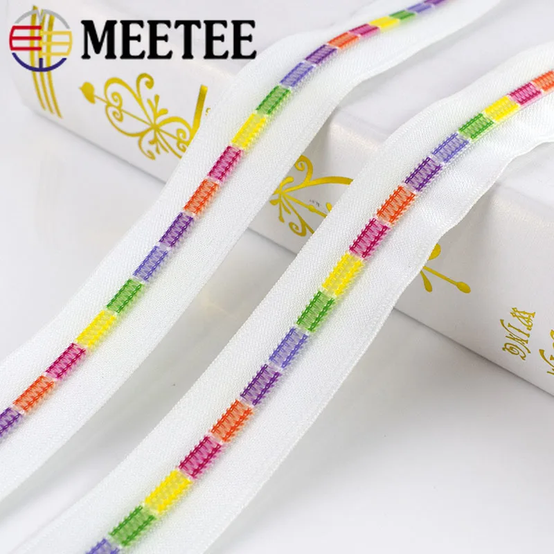 Meetee 2/5/10 метров 5 # разъемная застежка молния белый Цветной зубов катушки