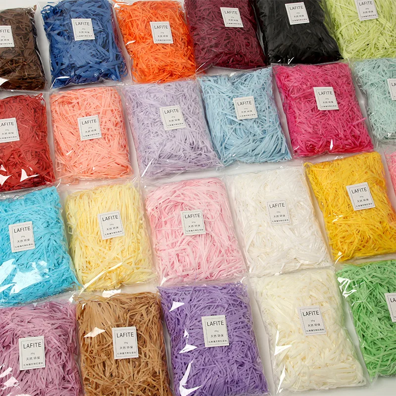 

20/50/100g Colorful Shredded Crinkle Lafite Paper Raffia Filler DIY Wedding Party Gift Box Candy Material Packaging Filler